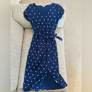 Boden Navy Polka Dot Midi Dress